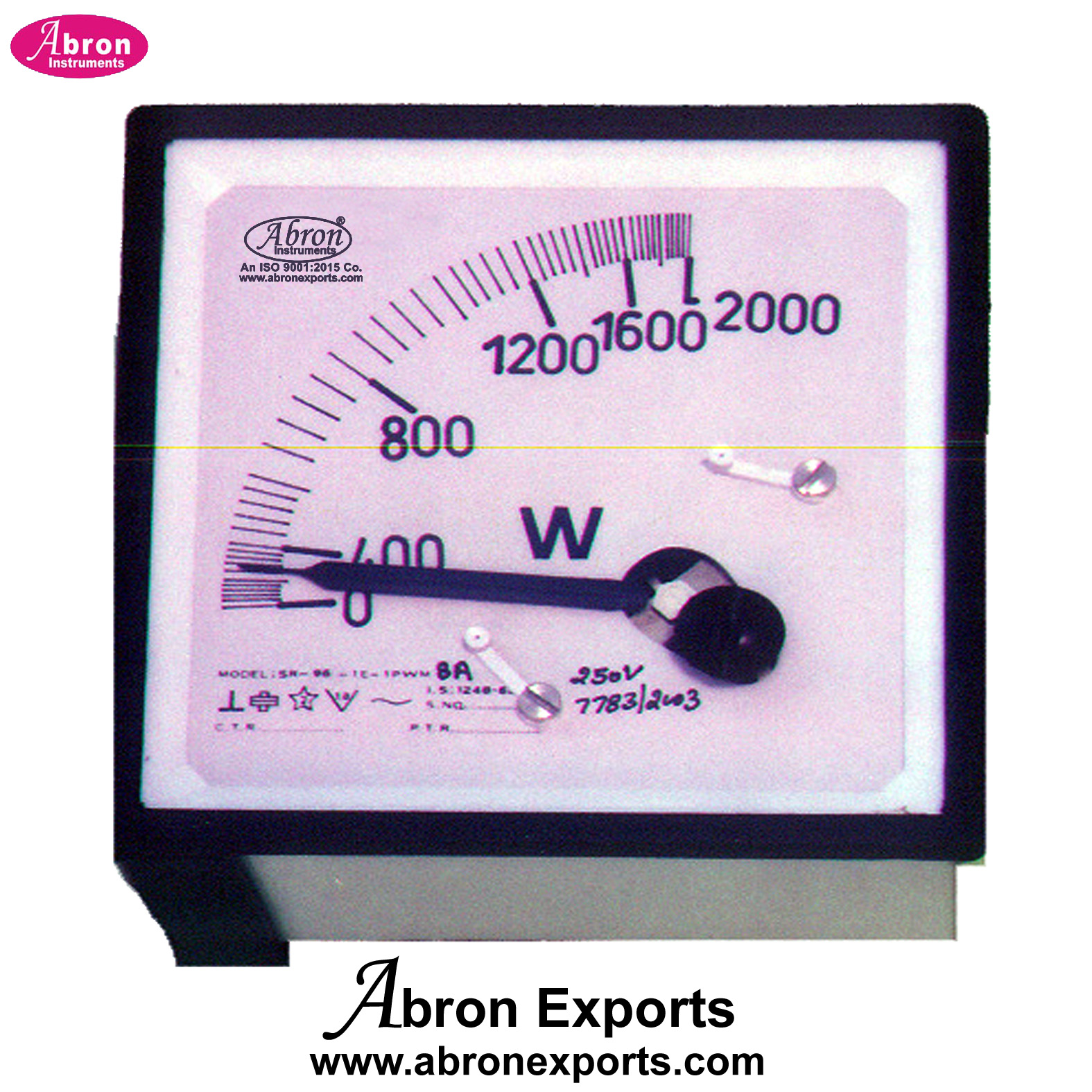 Watt Meter Panel Mounting Dial Type 2000W Single phase Connectors Dial Needle Type AE-1433WA2T